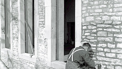Arbeiten am alten Kapitelhaus im Jahr 1958