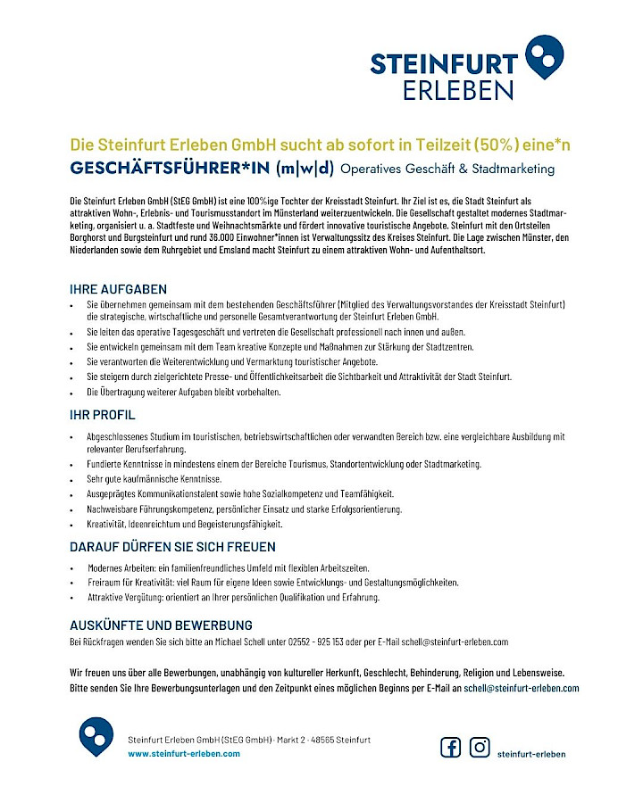 Stellenausschreibung Geschäftsführung (50%)